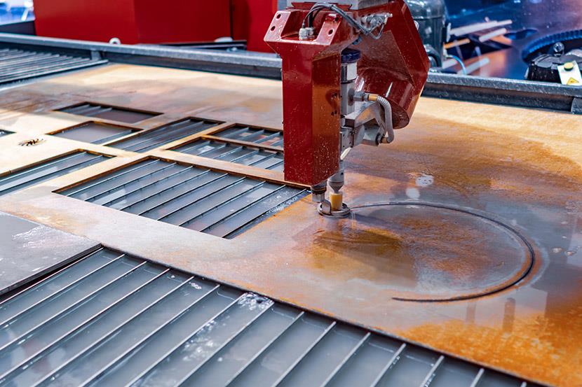 cnc waterjet machine cutting metal 