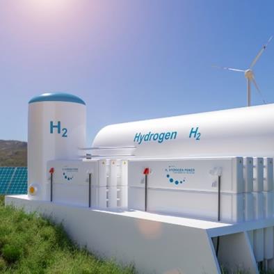 Hydrogen tanks on a platform