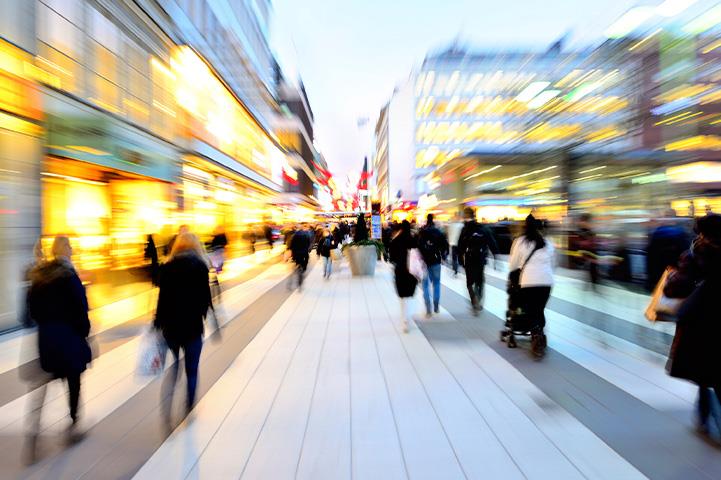 busy city street with lights