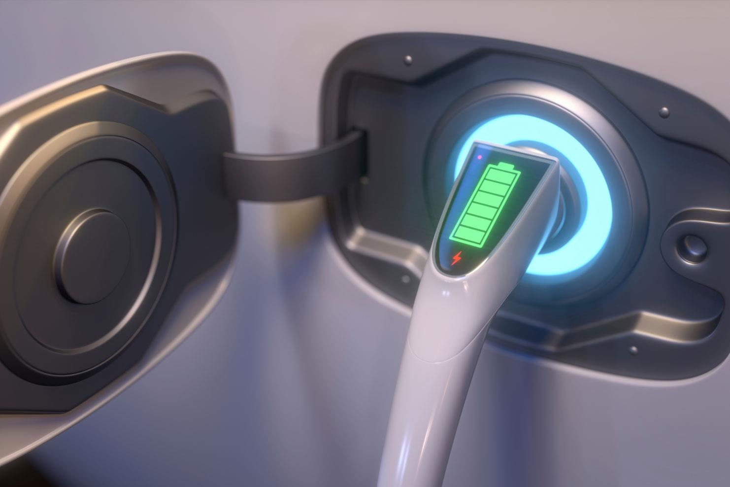 Electric car port indicating full charge