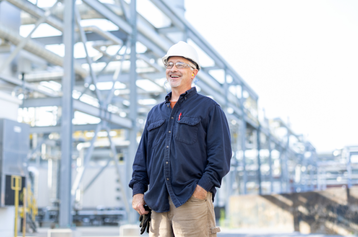 man standing in front of facility