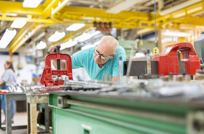 man working on a workbench