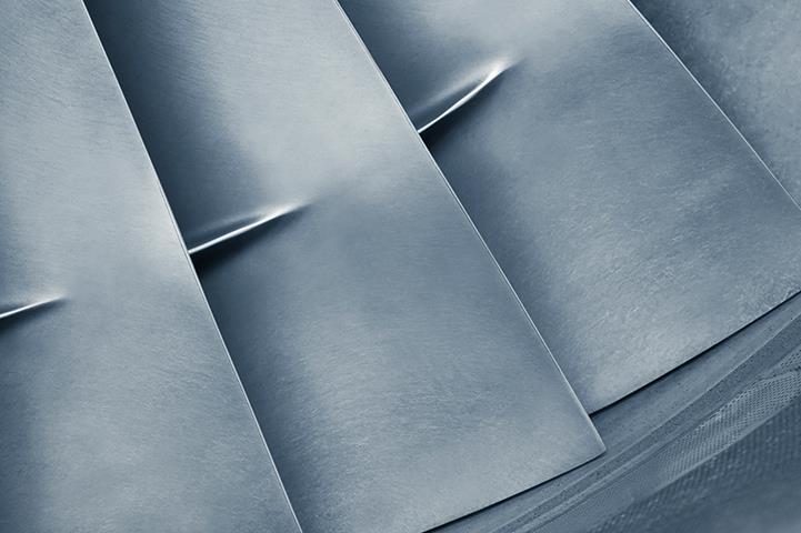 closeup of aircraft jet engine turbine