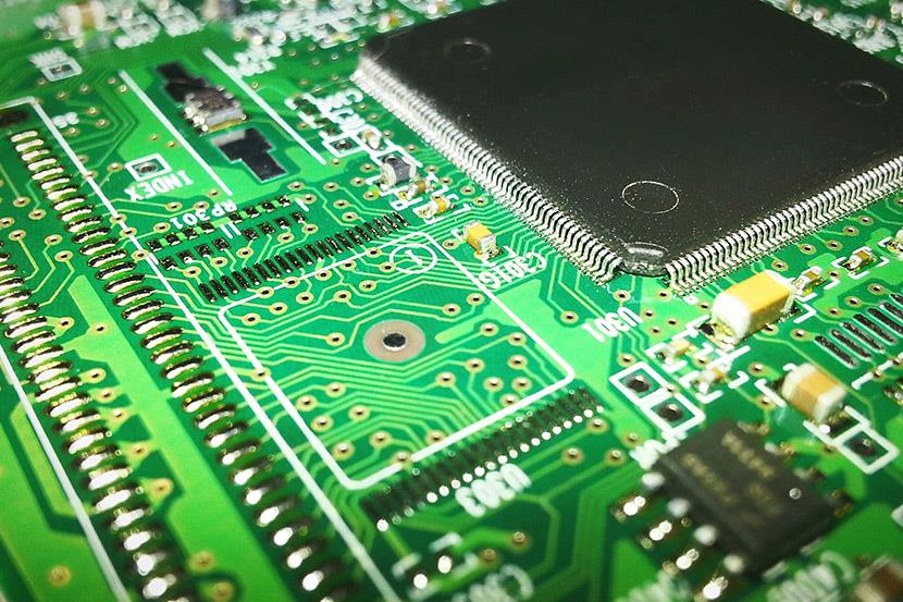 closeup of a greencomputer mother board